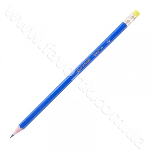 Олівець графітний ВМ НВ, пластиковий синій корпус з гумкою