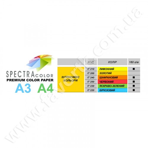 Папір кольоровий А4 Spectra Color інтенсив 160г/м2