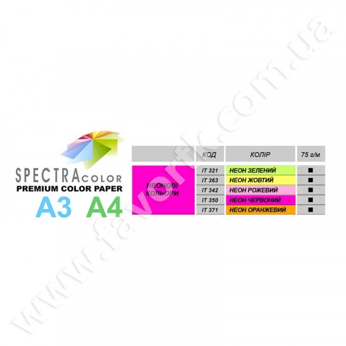 Папір кольоровий А4 Spectra Color неон 75г/м2