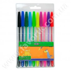 Набір із 10-х кольорових кулькових ручок