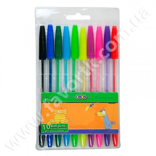 Набір із 10-х кольорових кулькових ручок