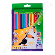 Кольорові олівці, 36 кольорів, KIDS LINE