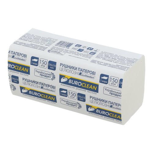 Рушник Buroclean V-V 23*21см 150шт білий
