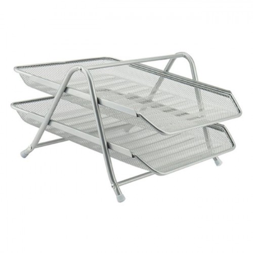 Лоток горизонтальний металевий подвійний Axent срібний