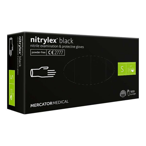 Нітрилові рукавички Mercator Medical Nitrylex Black S 100 шт Нітрилові рукавички Mercator Medical Nitrylex Black S 100 шт